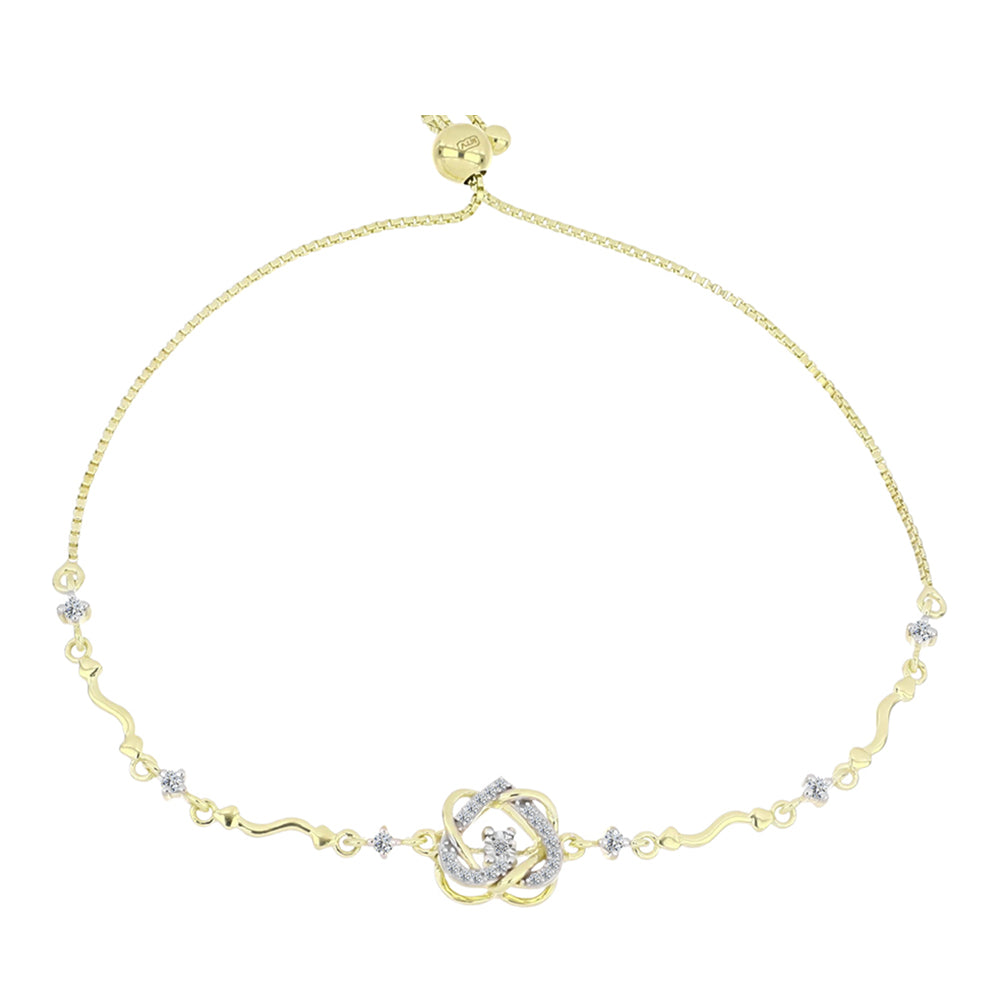 Goldplattiertes Silberarmband mit weißem Diamant und weißem Topas 1 