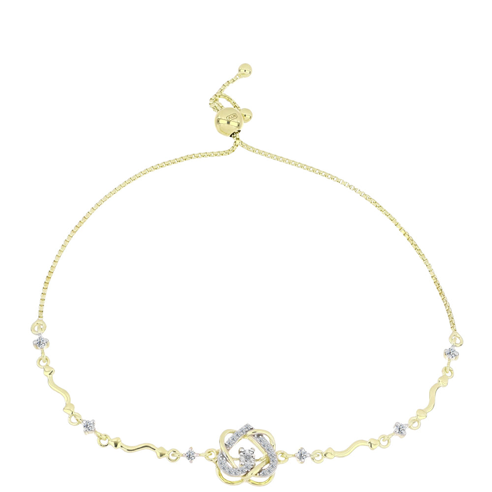 Goldplattiertes Silberarmband mit weißem Diamant und weißem Topas
