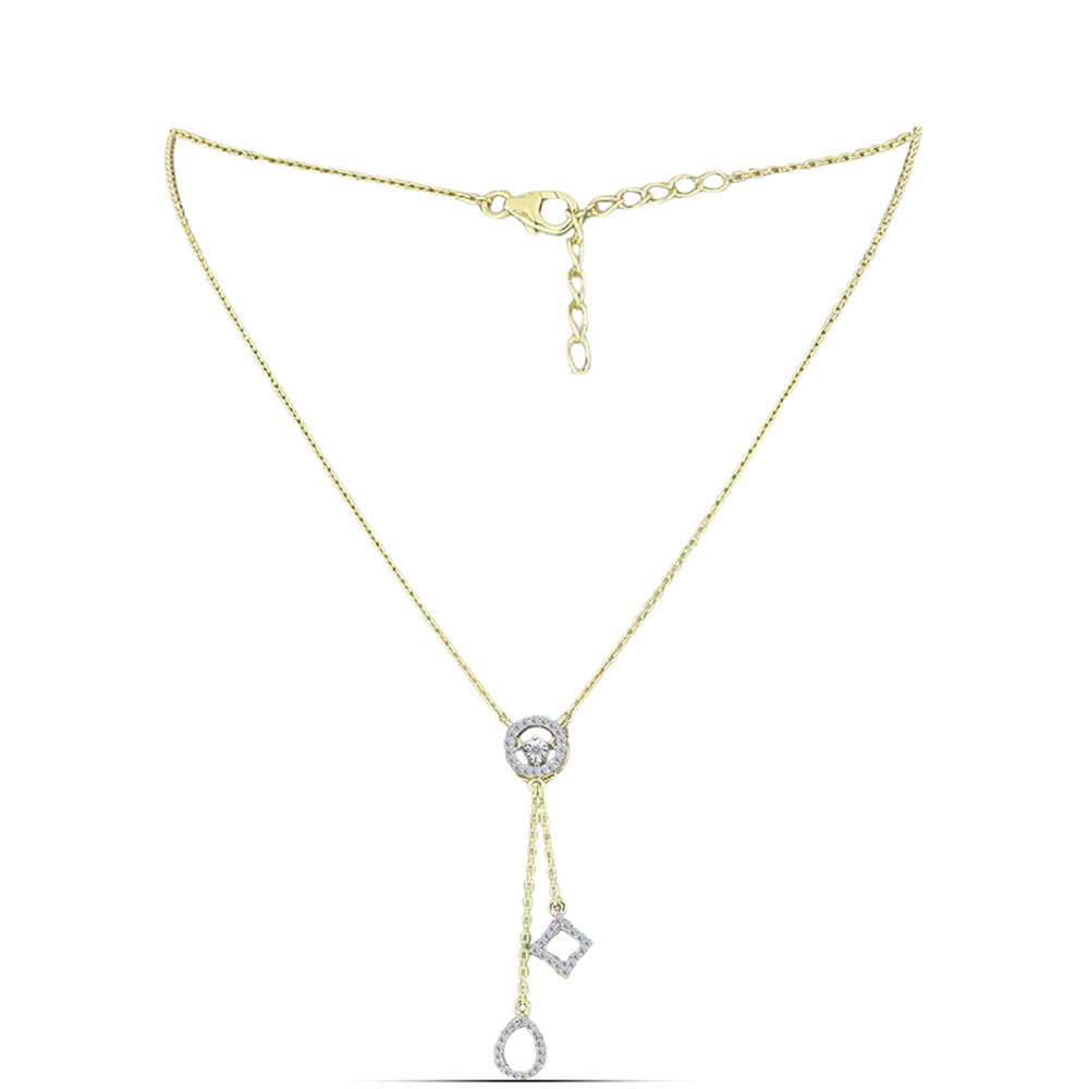 Goldplattierte Silberhalskette mit weißem Diamant und weißem Topas 2 