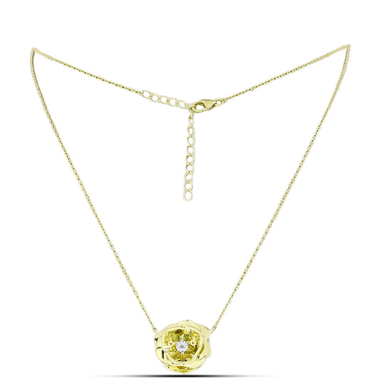 Goldplattierte Silberhalskette mit weißem Diamant