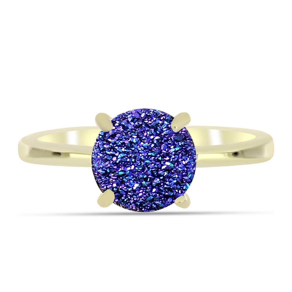 Goldplattierter Silberring mit lila Druse