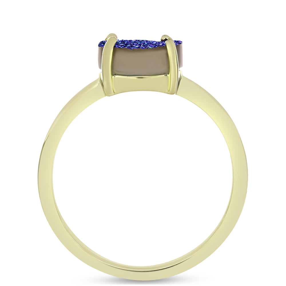 Goldplattierter Silberring mit lila Druse 6 