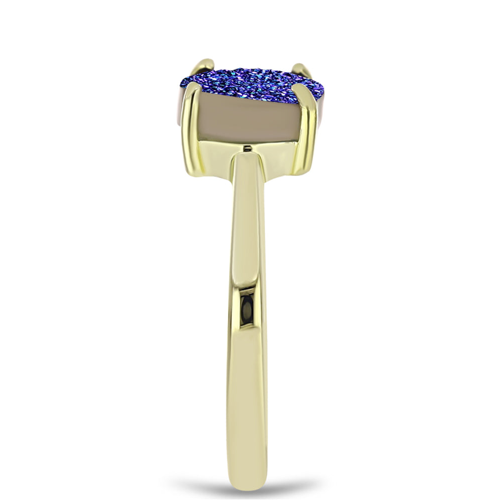 Goldplattierter Silberring mit lila Druse
