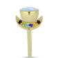 Goldplattierter Silberring mit Regenbogenmondstein und marokkanischem Amethyst