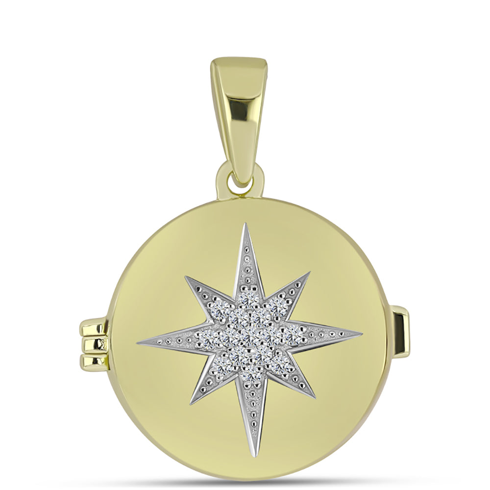 Goldplattierter Silberanhänger mit weißem Diamant 2 