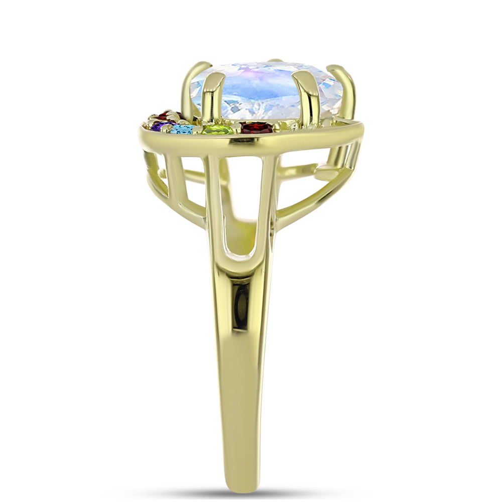 Goldplattierter Silberring mit Regenbogenmondstein und marokkanischem Amethyst 4 