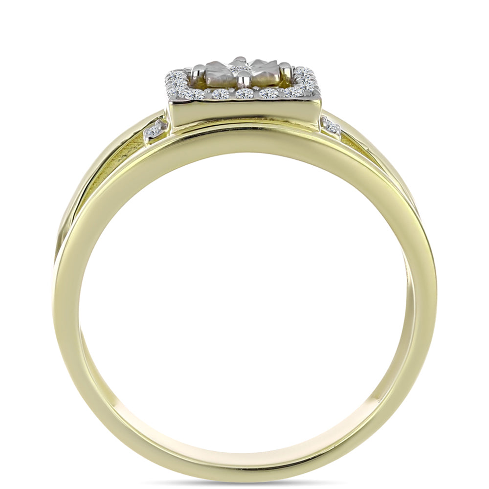 Goldplattierter Silberring mit weißem Diamant und weißem Topas 2 