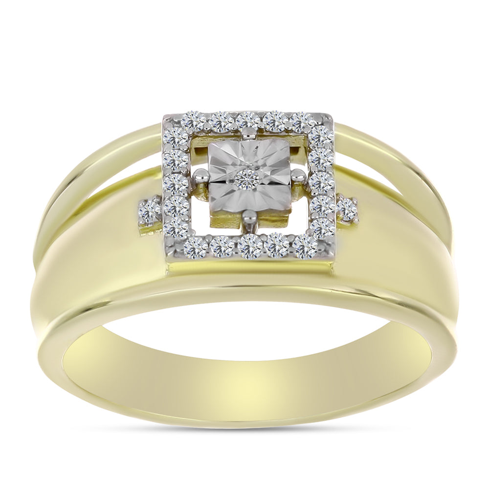 Goldplattierter Silberring mit weißem Diamant und weißem Topas