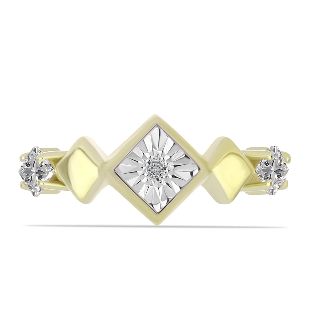 Goldplattierter Silberring mit weißem Diamant und weißem Topas