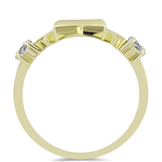 Goldplattierter Silberring mit weißem Diamant und weißem Topas