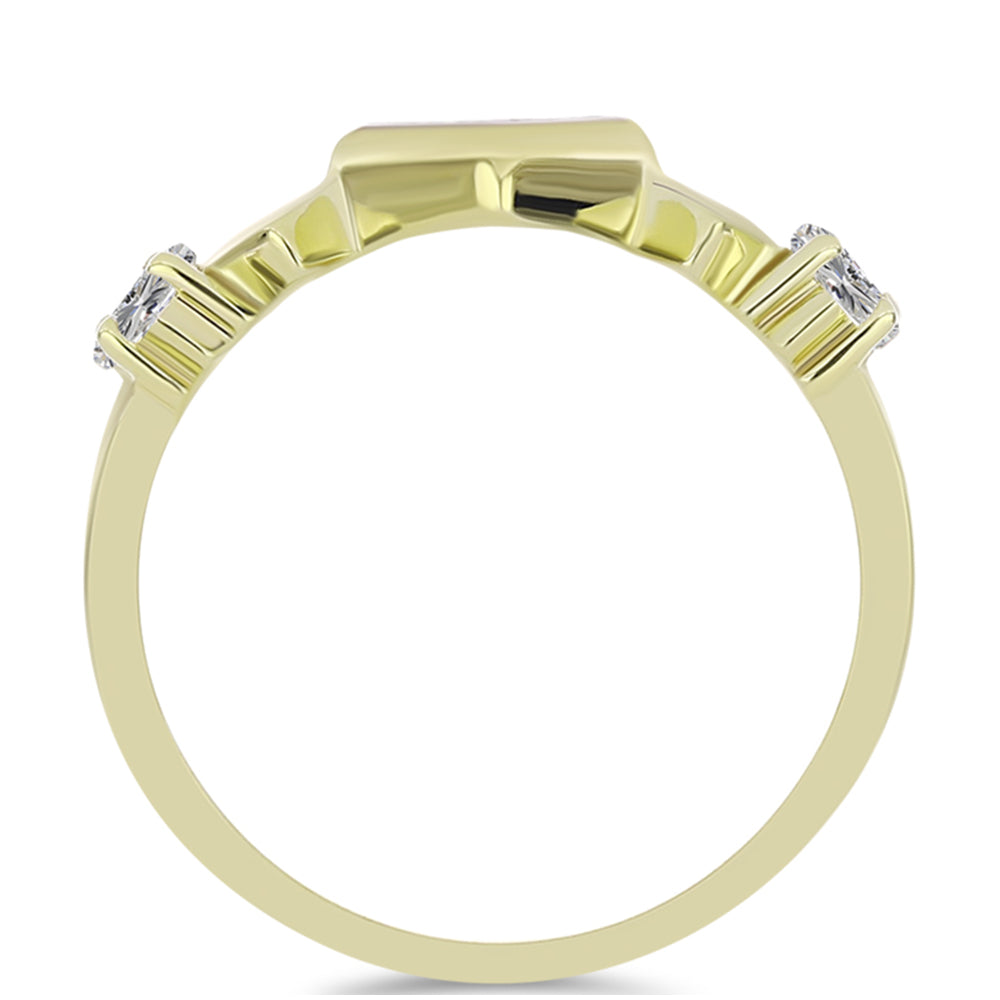 Goldplattierter Silberring mit weißem Diamant und weißem Topas
