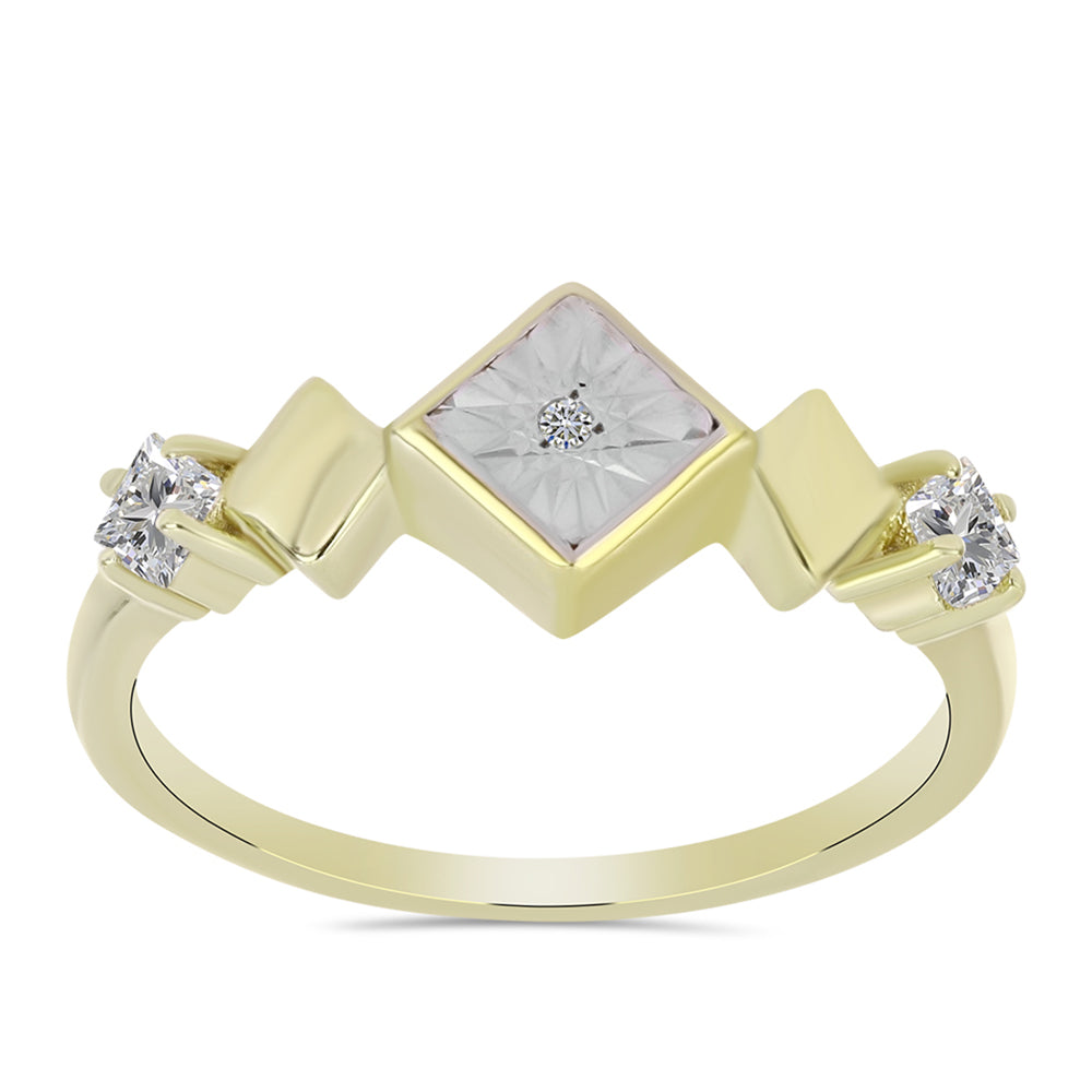 Goldplattierter Silberring mit weißem Diamant und weißem Topas 3 