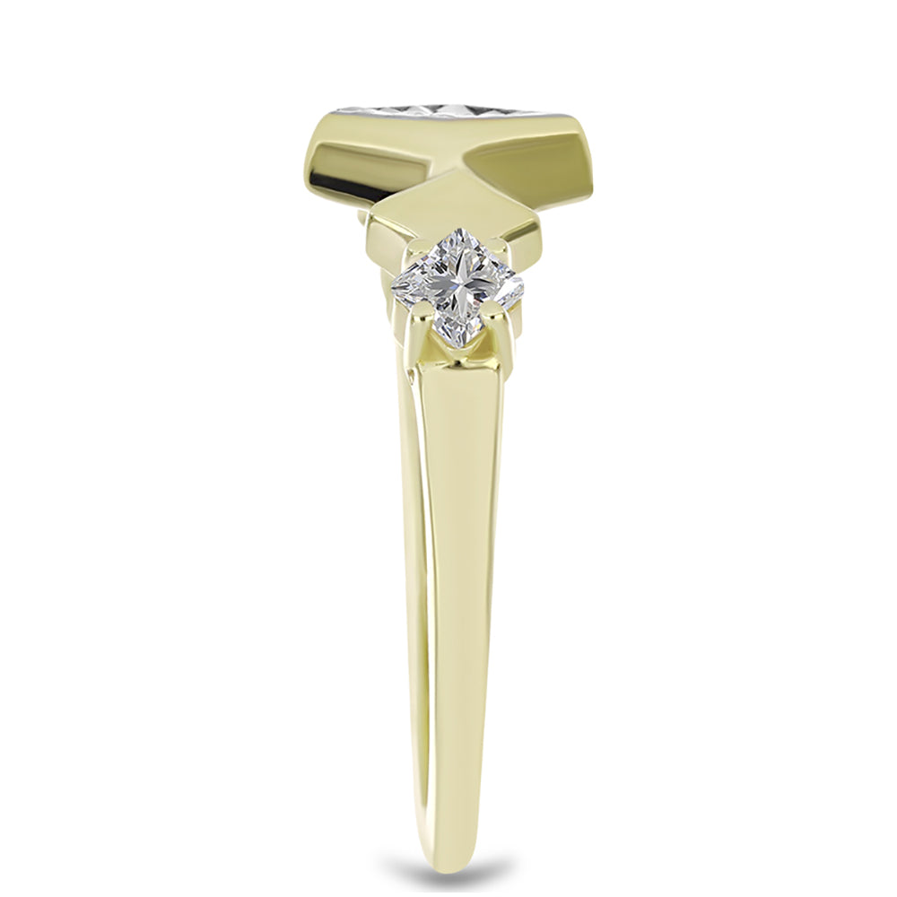 Goldplattierter Silberring mit weißem Diamant und weißem Topas