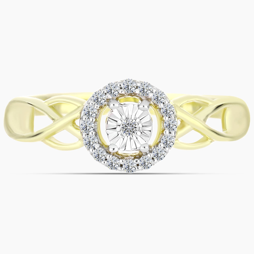Goldplattierter Silberring mit weißem Diamant und weißem Topas 1 