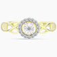 Goldplattierter Silberring mit weißem Diamant und weißem Topas