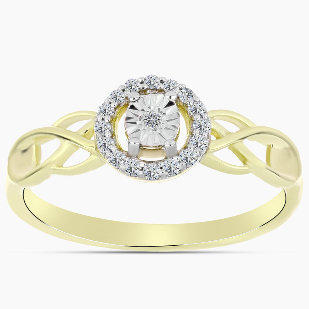 Goldplattierter Silberring mit weißem Diamant und weißem Topas 3 
