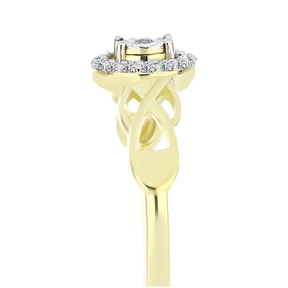 Goldplattierter Silberring mit weißem Diamant und weißem Topas 4 