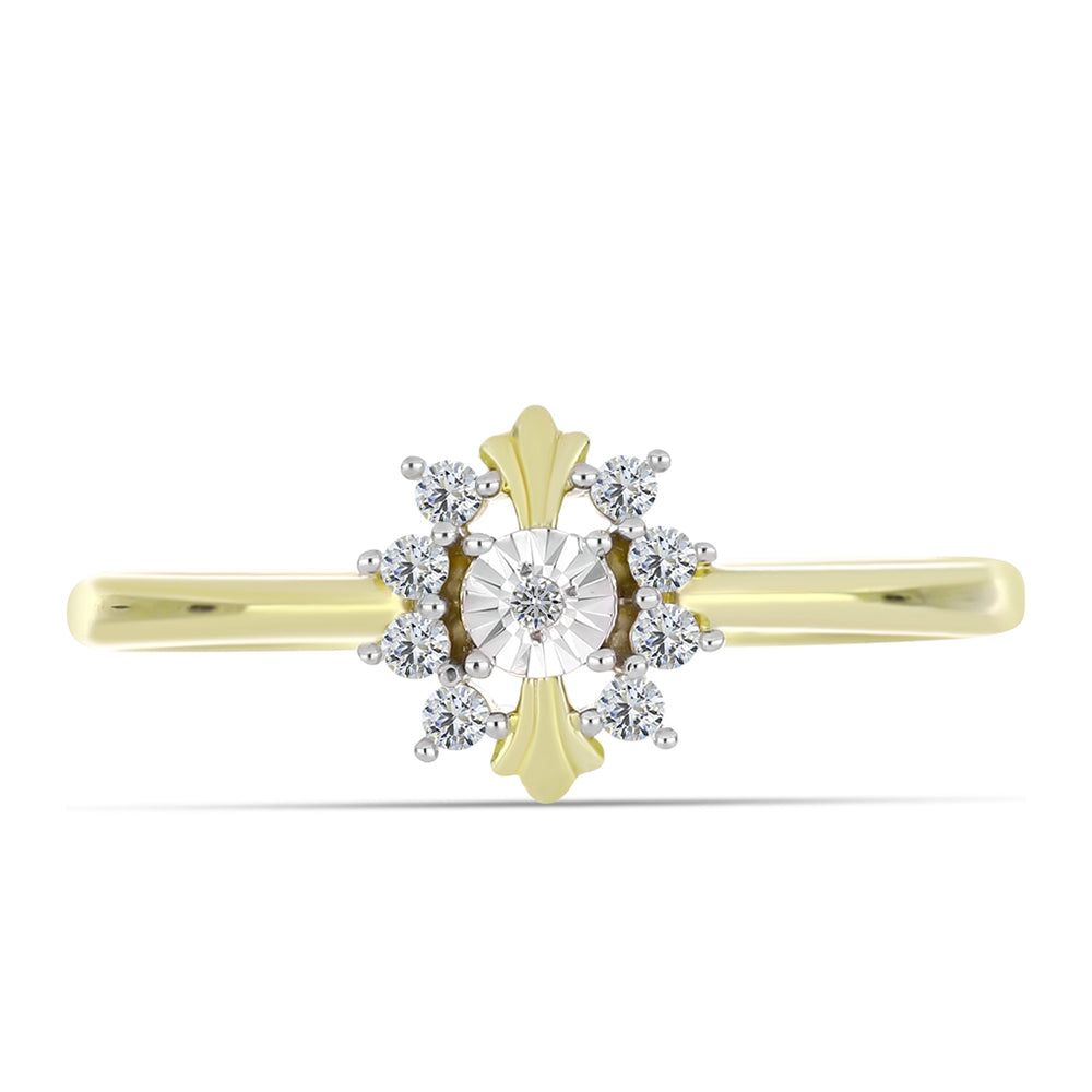 Goldplattierter Silberring mit weißem Diamant und weißem Topas 1 