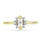Goldplattierter Silberring mit weißem Diamant und weißem Topas