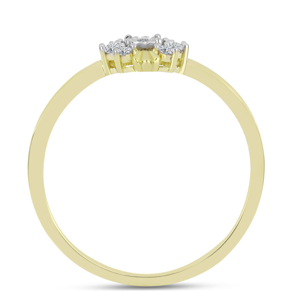 Goldplattierter Silberring mit weißem Diamant und weißem Topas 2 