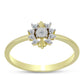 Goldplattierter Silberring mit weißem Diamant und weißem Topas
