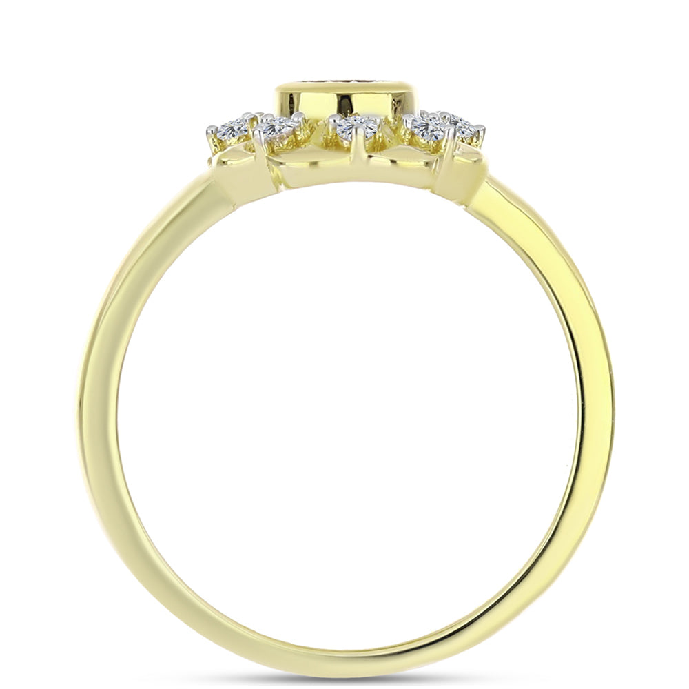 Goldplattierter Silberring mit weißem Diamant und weißem Topas 2 
