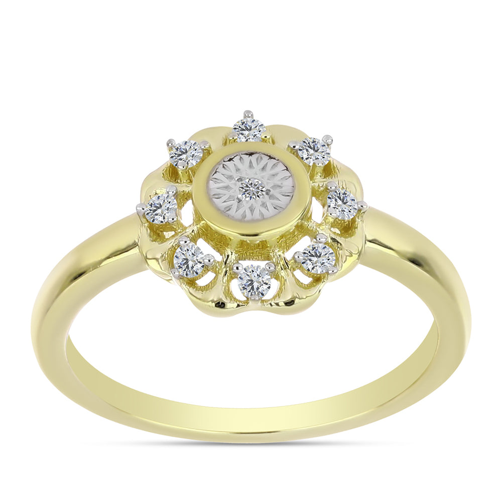 Goldplattierter Silberring mit weißem Diamant und weißem Topas 3 