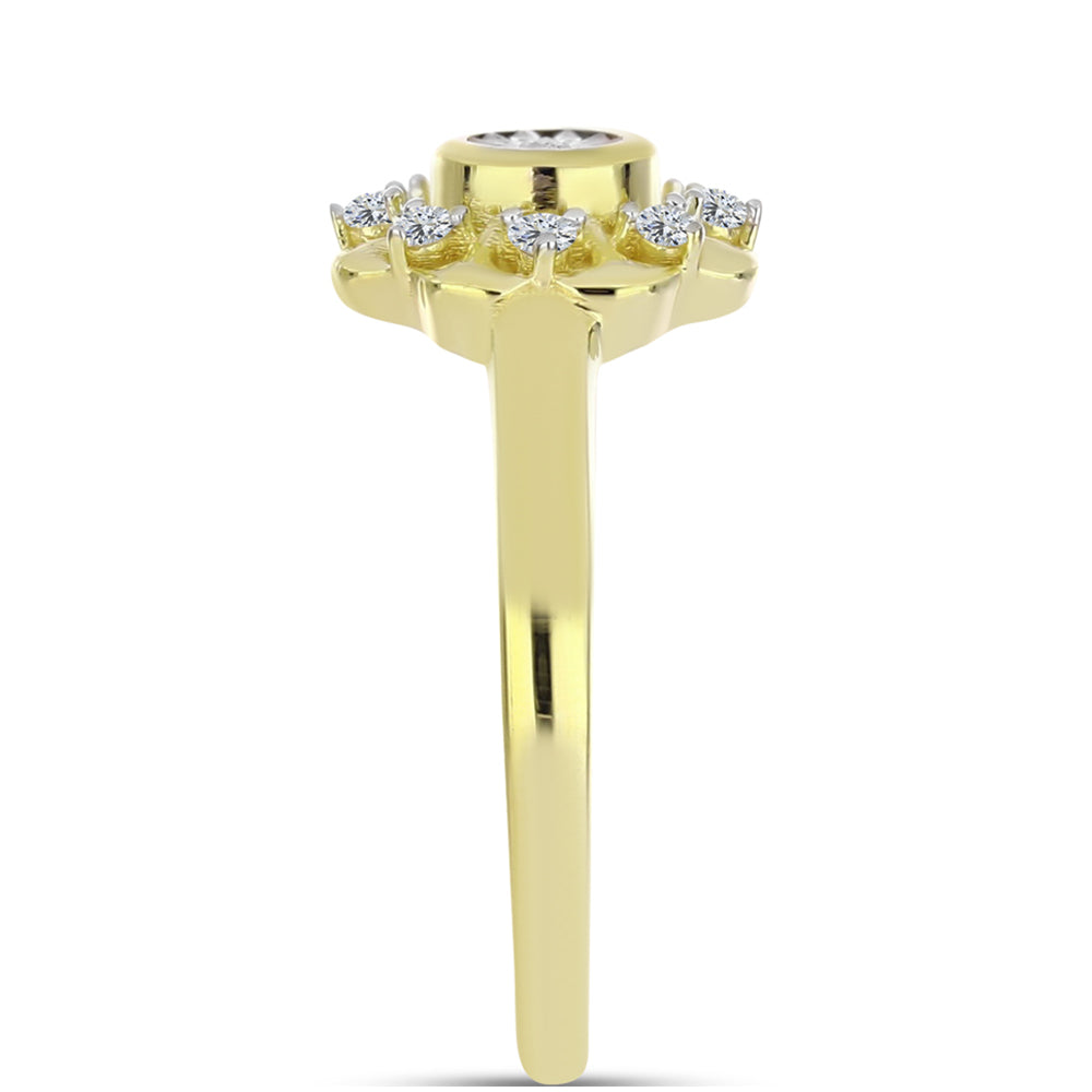 Goldplattierter Silberring mit weißem Diamant und weißem Topas 4 