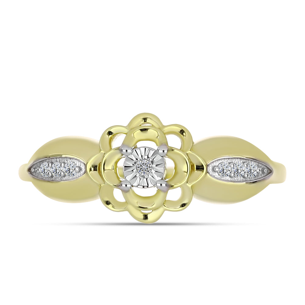 Goldplattierter Silberring mit weißem Diamant und weißem Topas 1 