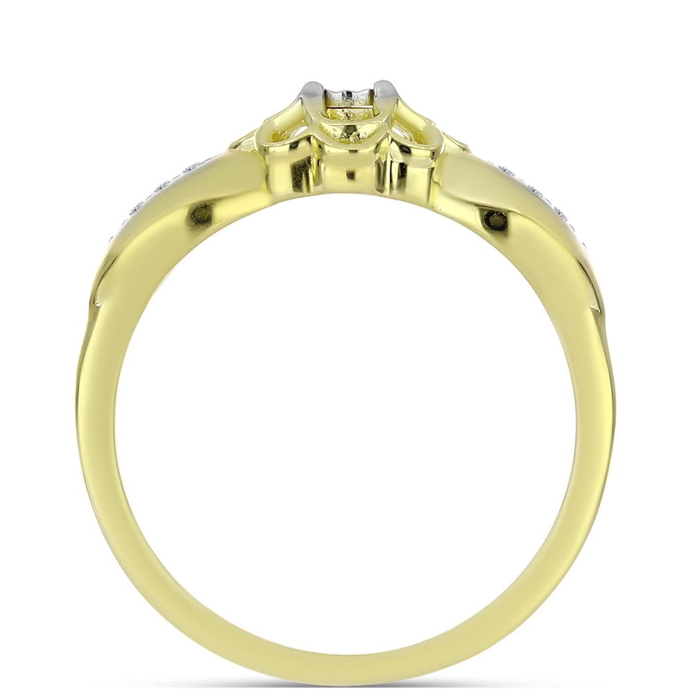 Goldplattierter Silberring mit weißem Diamant und weißem Topas