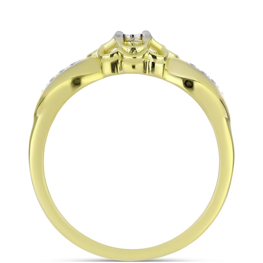 Goldplattierter Silberring mit weißem Diamant und weißem Topas