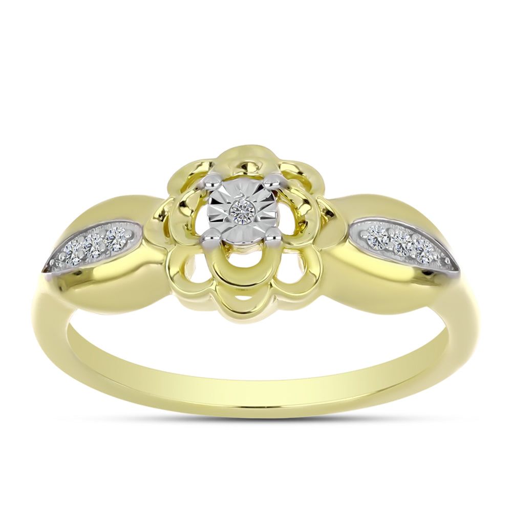 Goldplattierter Silberring mit weißem Diamant und weißem Topas