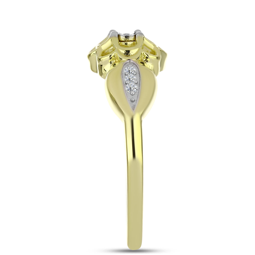 Goldplattierter Silberring mit weißem Diamant und weißem Topas 4 