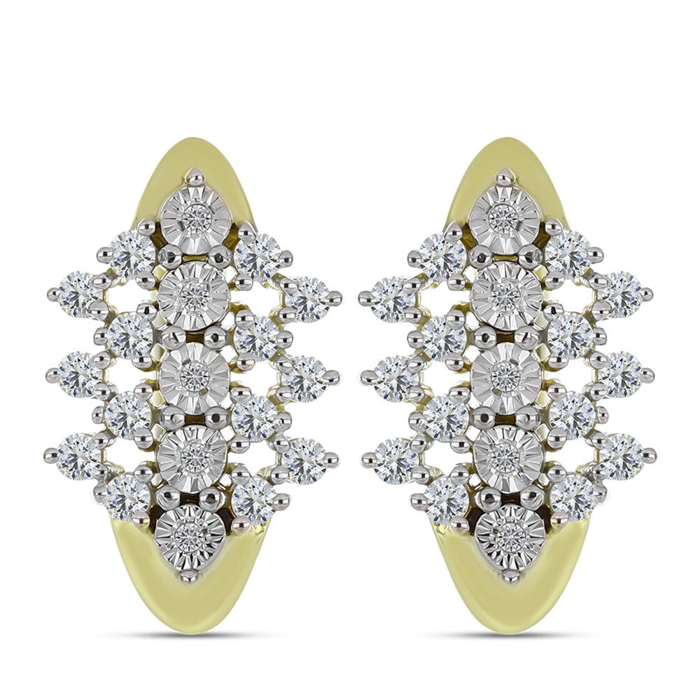 Goldplattierte Silberohrringe mit weißem Diamant und weißem Topas
