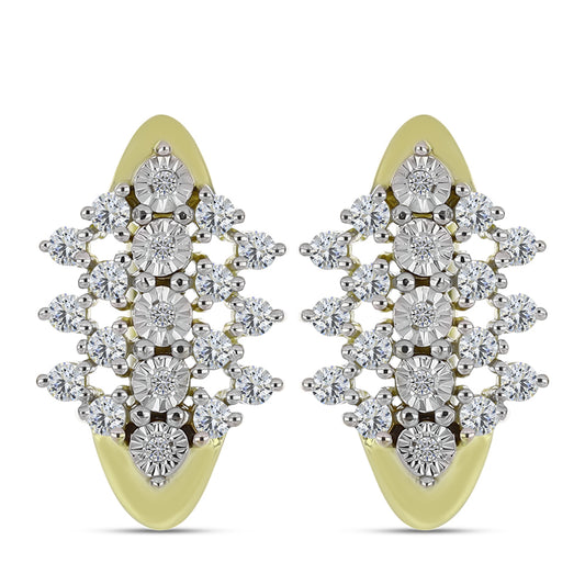 Goldplattierte Silberohrringe mit weißem Diamant und weißem Topas