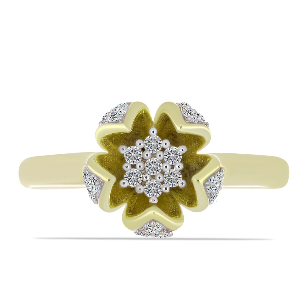 Goldplattierter Silberring mit weißem Diamant und weißem Topas 1 