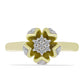 Goldplattierter Silberring mit weißem Diamant und weißem Topas