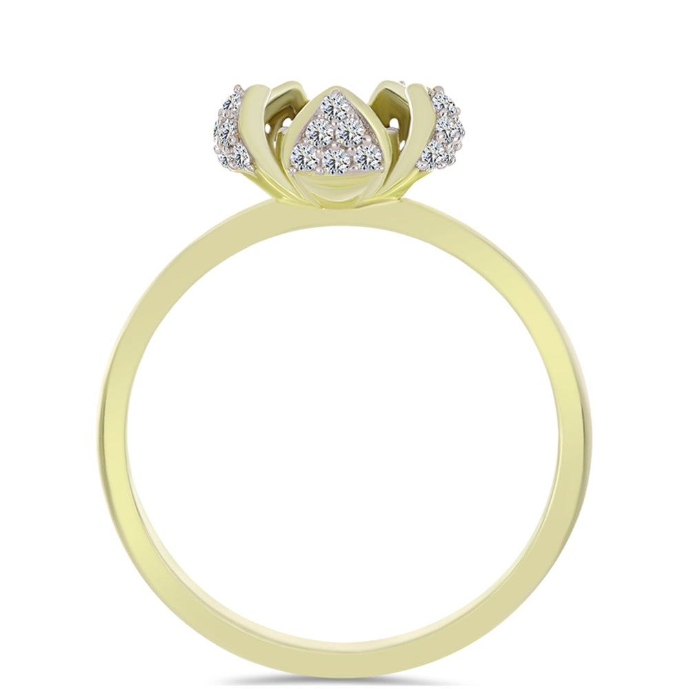 Goldplattierter Silberring mit weißem Diamant und weißem Topas