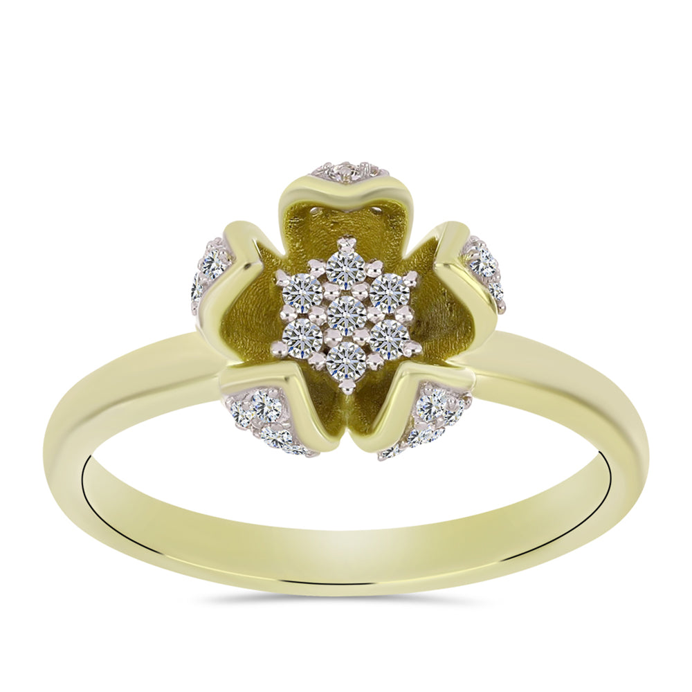 Goldplattierter Silberring mit weißem Diamant und weißem Topas 3 