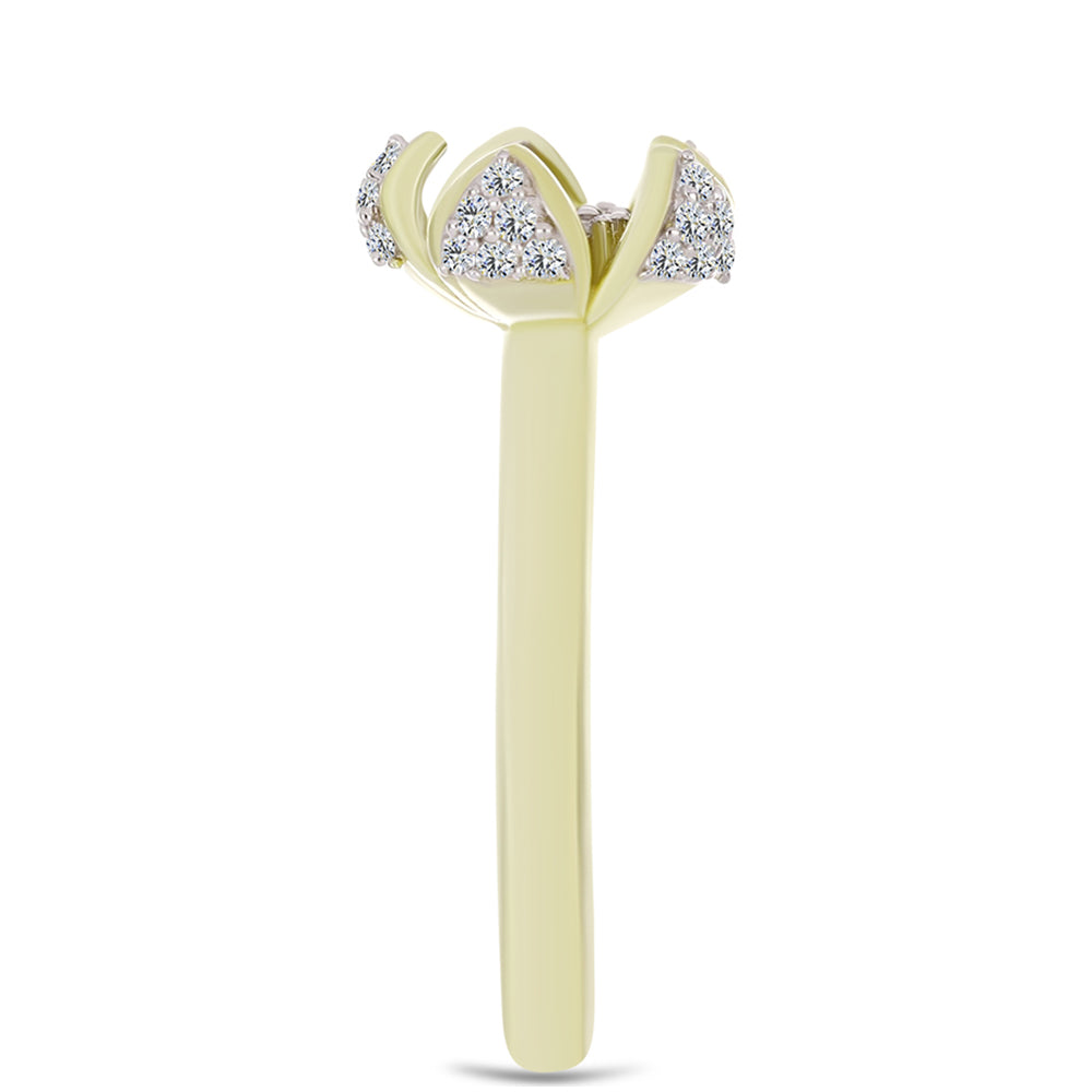 Goldplattierter Silberring mit weißem Diamant und weißem Topas 12 