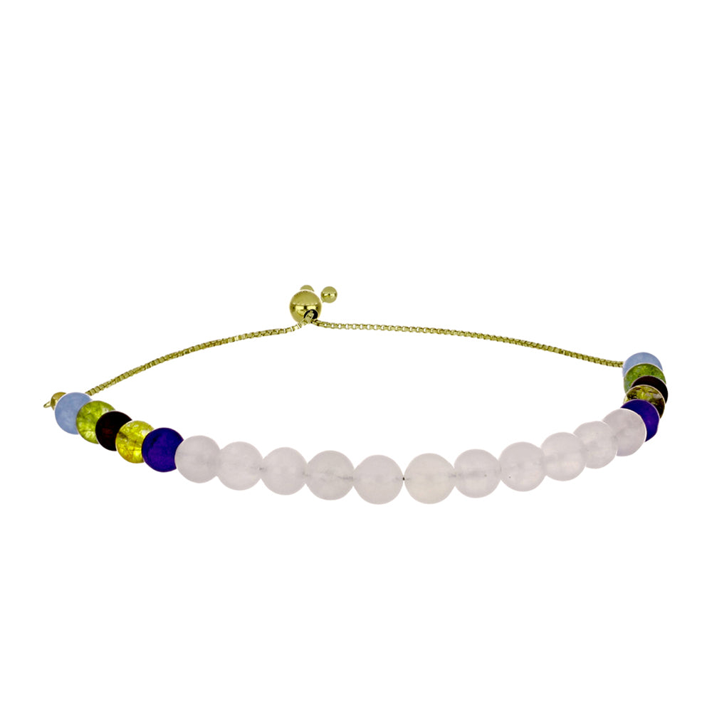 Goldplattiertes Silberarmband mit Regenbogenmondstein und marokkanischem Amethyst