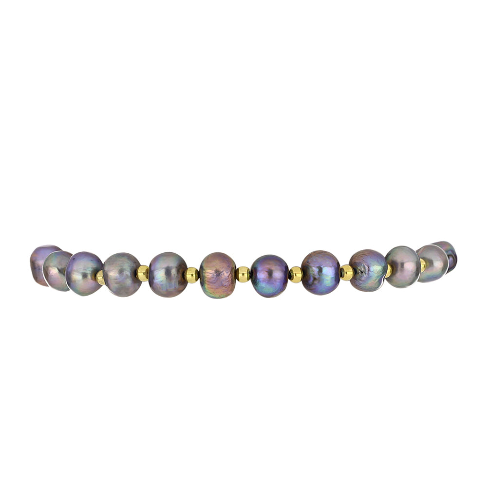 Goldplattiertes Silberarmband mit schwarzer Süßwasserperle 2 