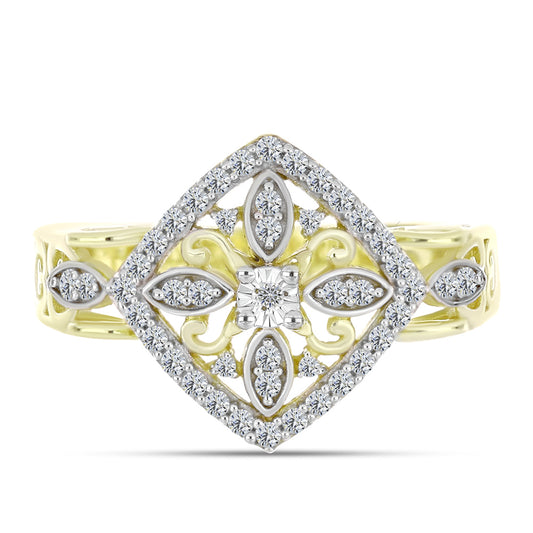 Goldplattierter Silberring mit weißem Diamant und weißem Topas