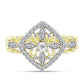 Goldplattierter Silberring mit weißem Diamant und weißem Topas