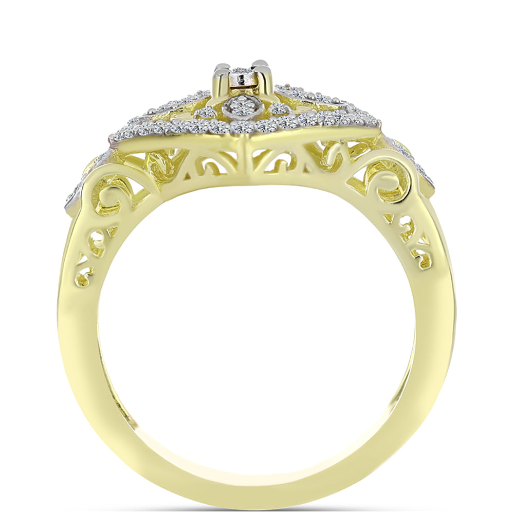 Goldplattierter Silberring mit weißem Diamant und weißem Topas 2 