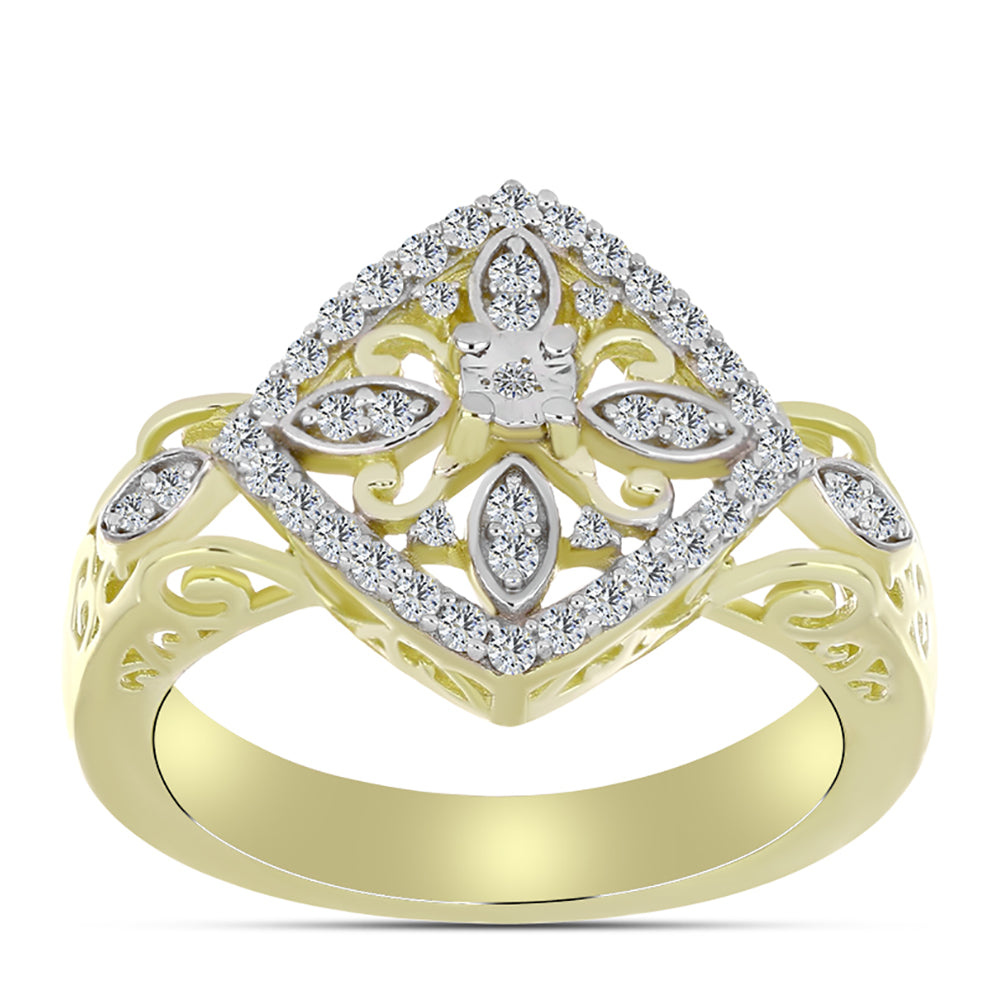 Goldplattierter Silberring mit weißem Diamant und weißem Topas 3 