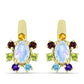 Goldplattierte Silberohrringe mit Regenbogenmondstein und marokkanischem Amethyst
