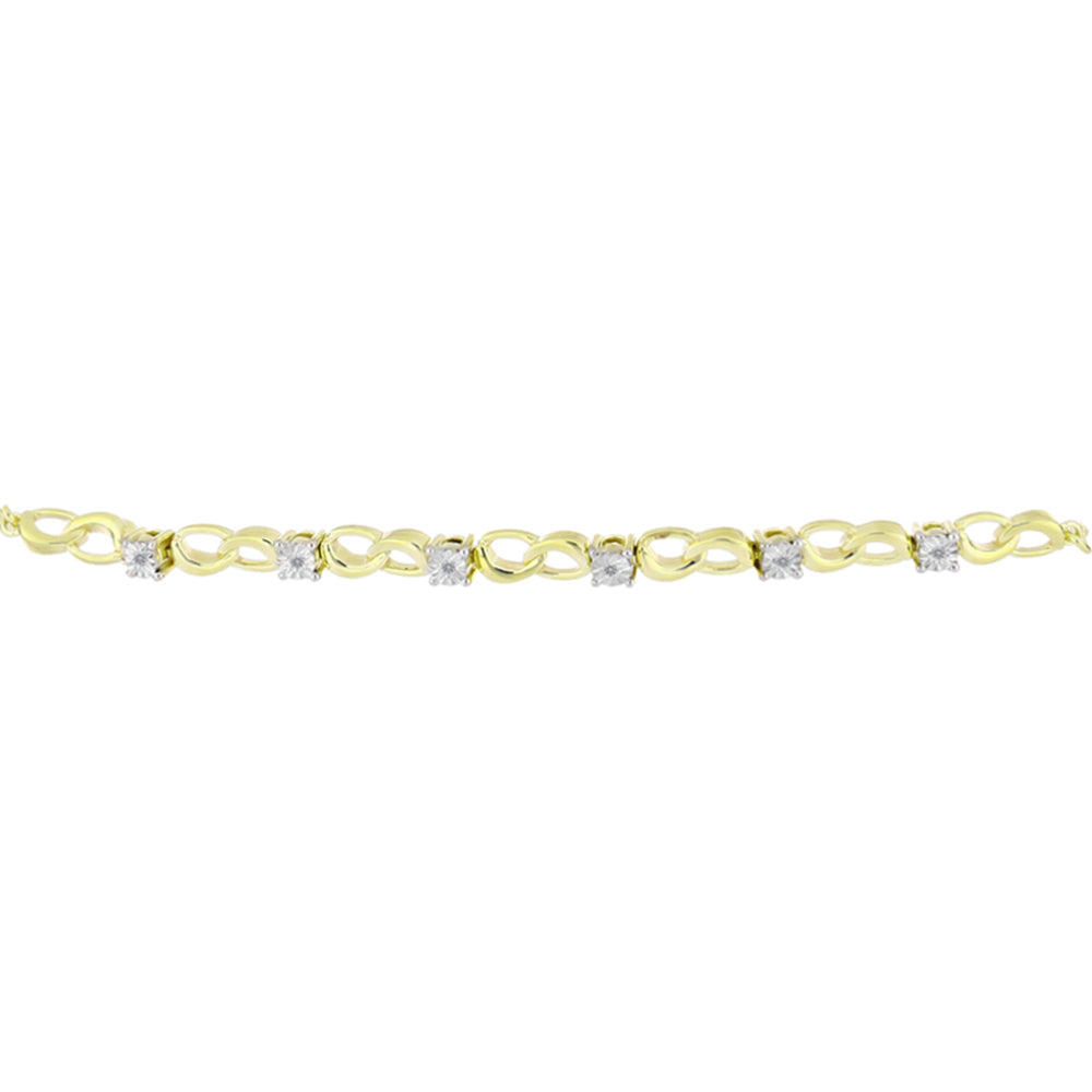 Goldplattiertes Silberarmband mit weißem Diamant