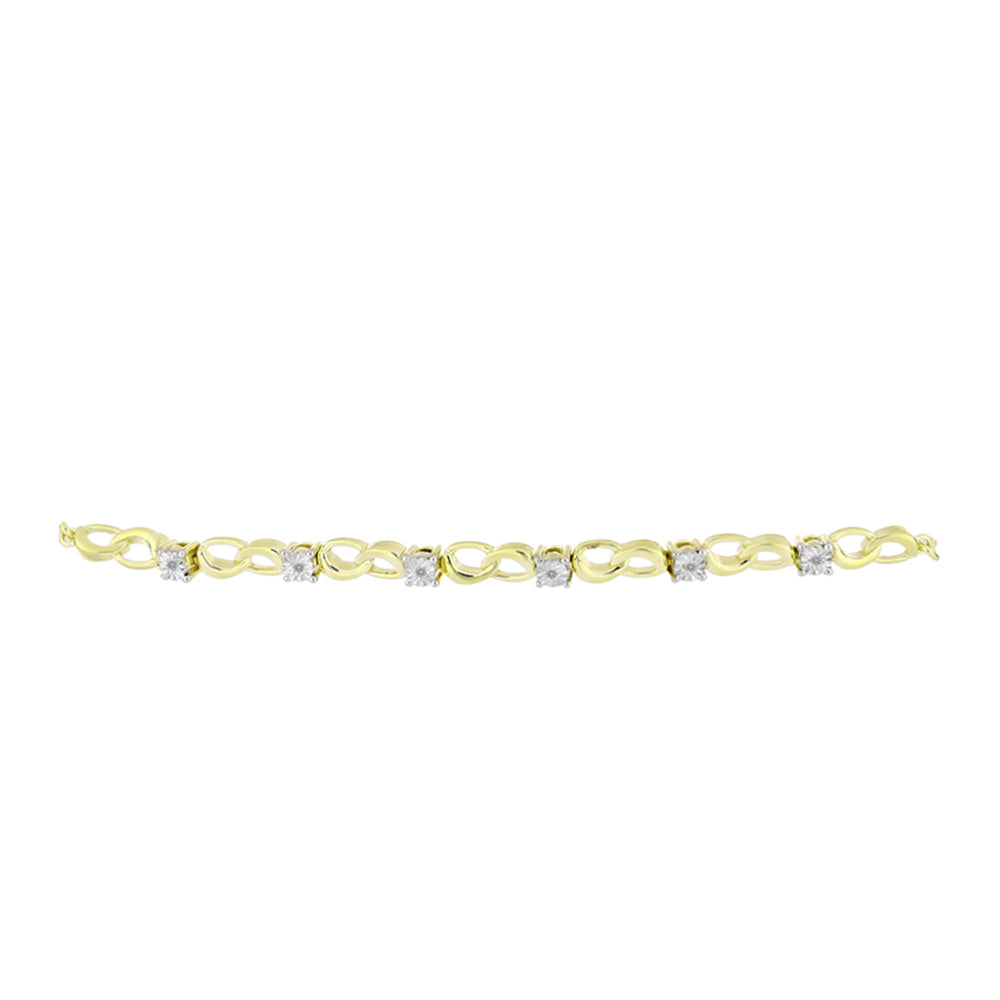 Goldplattiertes Silberarmband mit weißem Diamant 5 