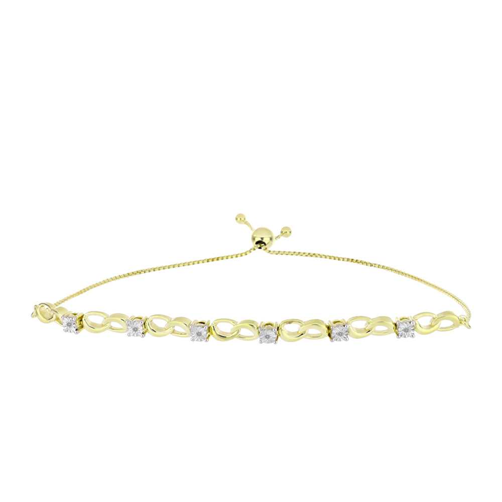 Goldplattiertes Silberarmband mit weißem Diamant